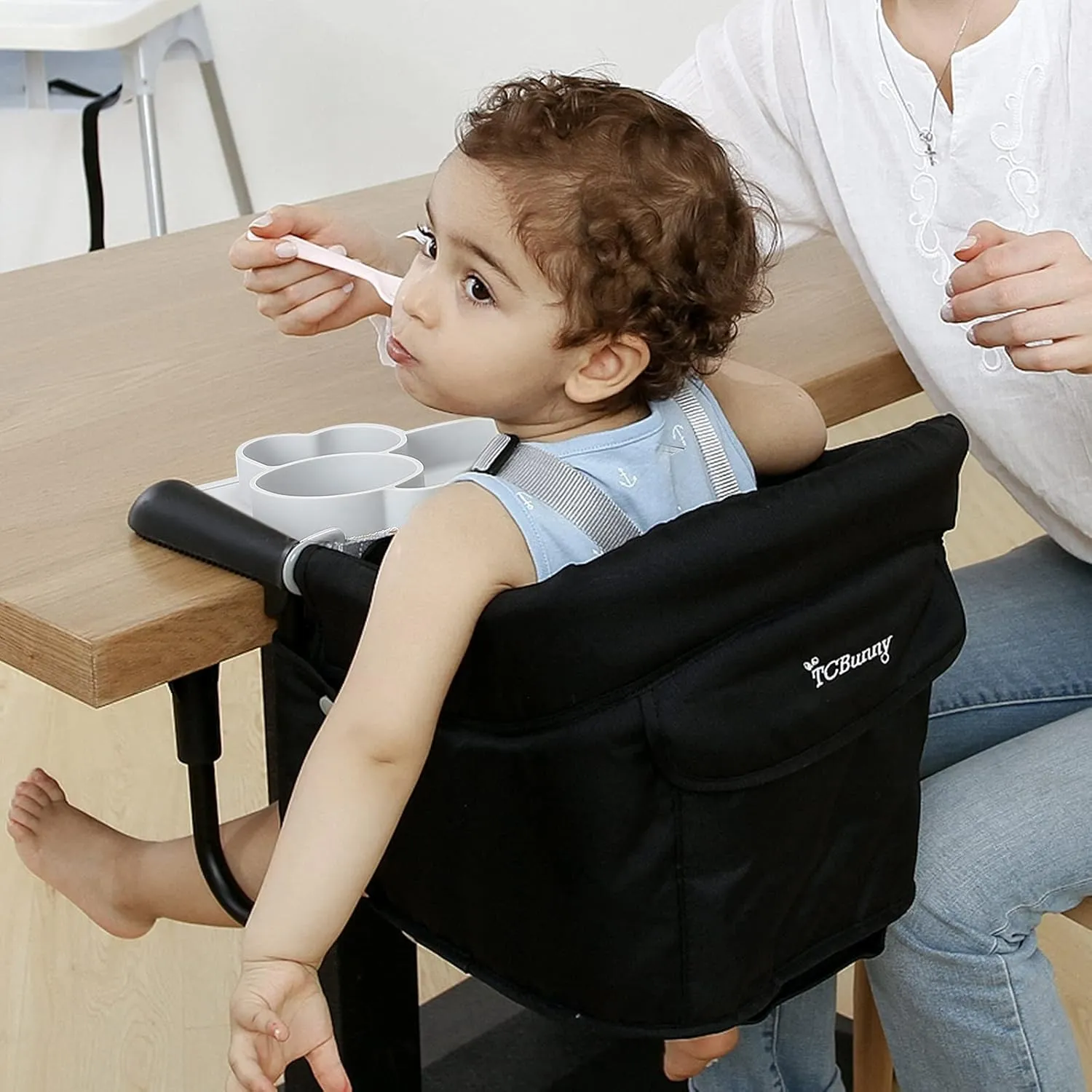 Hook-On High Chair, Fold-Flat Storage, Removable Seat Cushion, Dining Tray Plus