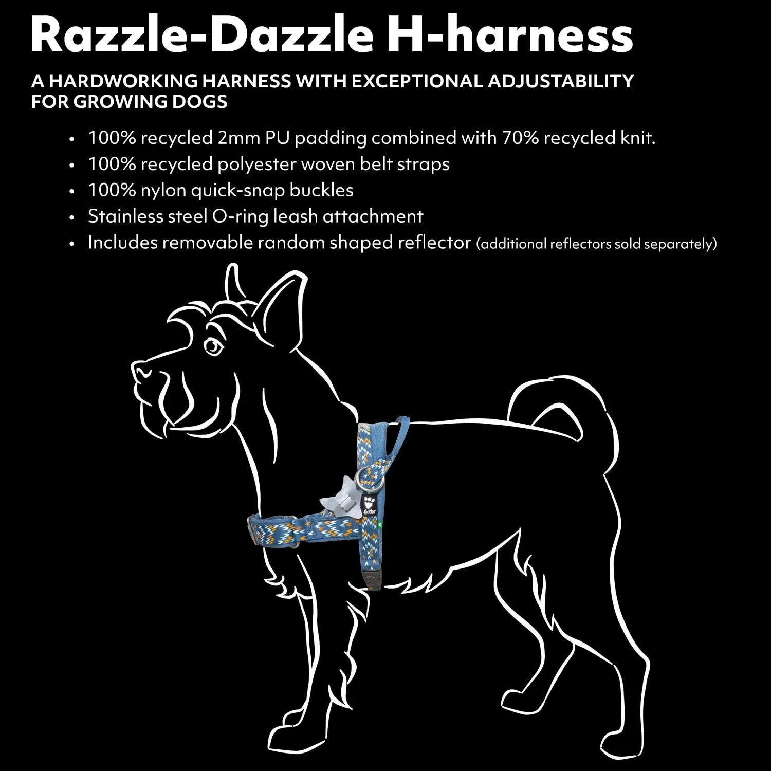 Hurtta Razzle-Dazzle H-Harness, BlackBerry, 32-40 in