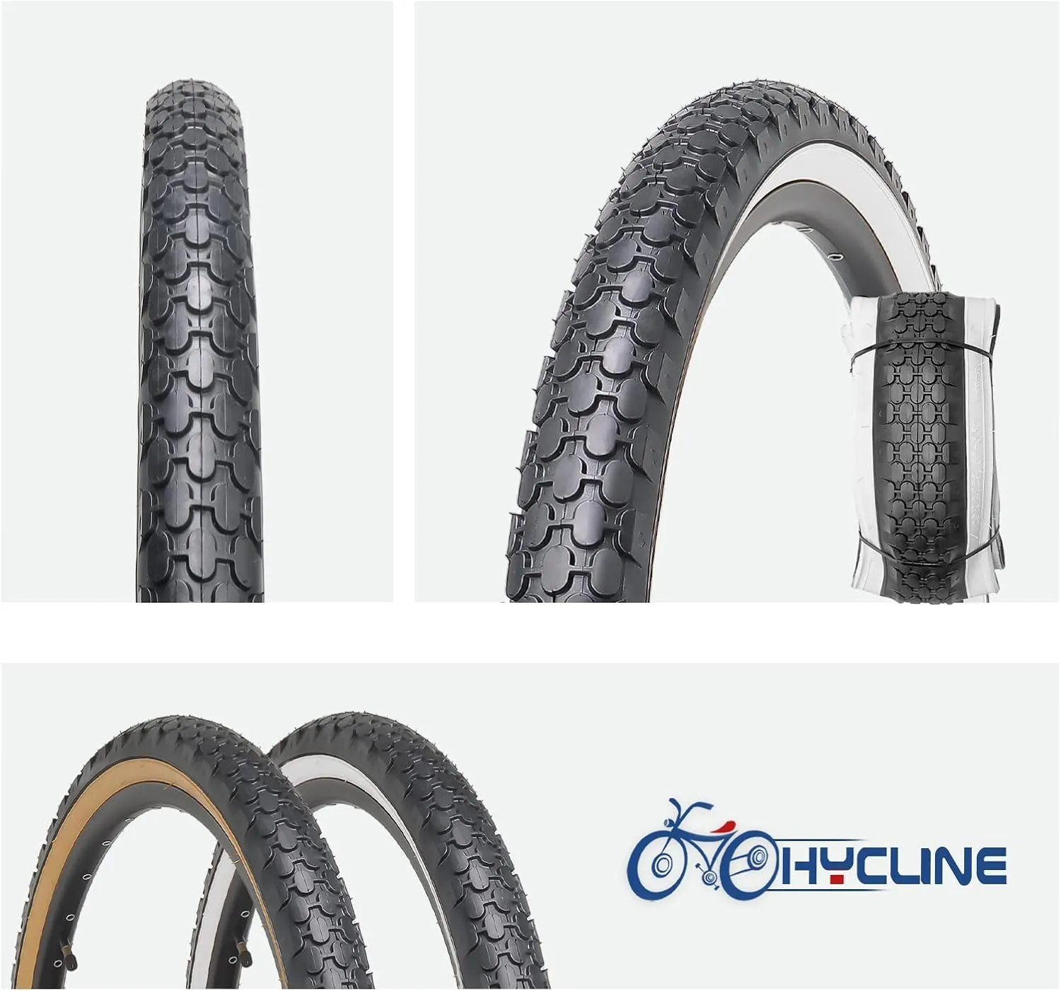 Hycline Bike Tire,24/26x2.125 Inch Folding Replacement Tire for Beach Cruiser Bicycle