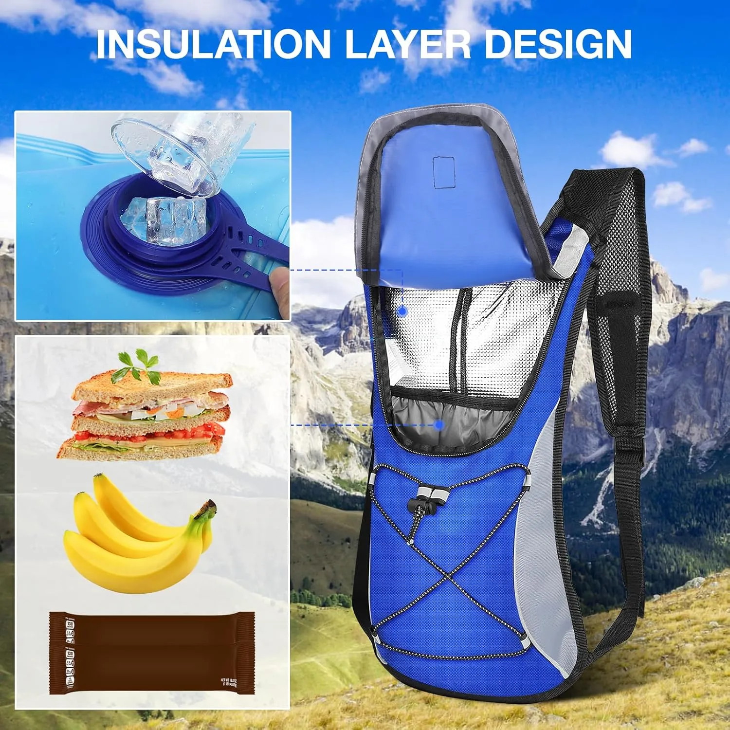 Hydration Backpack Hydration Pack with 2L Water Bladder, Lightweight Insulation Water Backpack for Cycling,Hiking, Running,Climbing