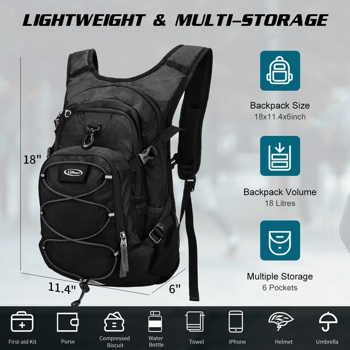 Hydration Backpack with 3L Water Bladder, Insulated Running Hydration Pack Hydropack, Lightweight Water Backpack for Hiking Cycling Camping Biking for Men Women