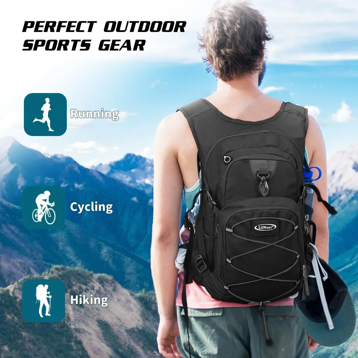 Hydration Backpack with 3L Water Bladder, Insulated Running Hydration Pack Hydropack, Lightweight Water Backpack for Hiking Cycling Camping Biking for Men Women