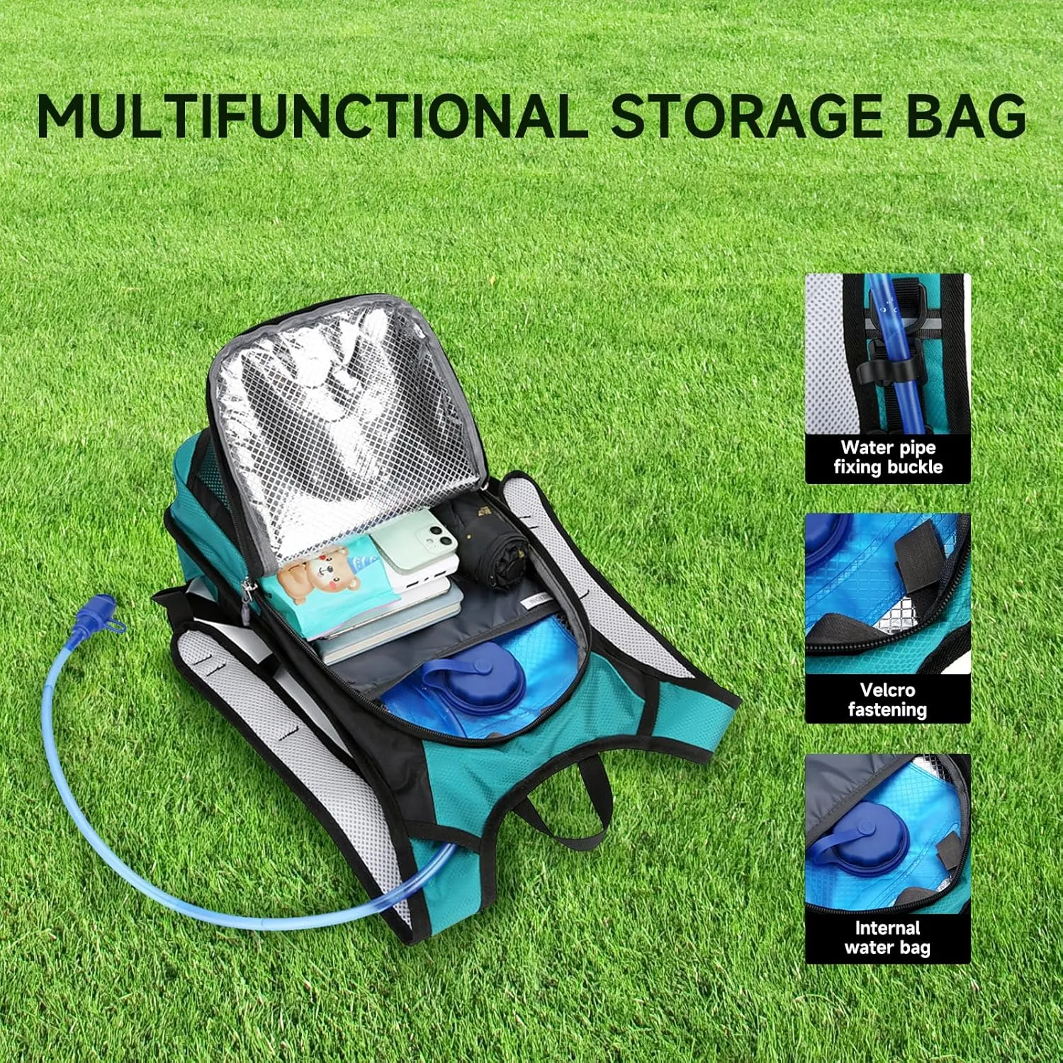 Hydration Bladder Backpack for Men & Women Sport Hydro Backpack with 2L Water Bladder Pack for Hiking Running Cycling Camping