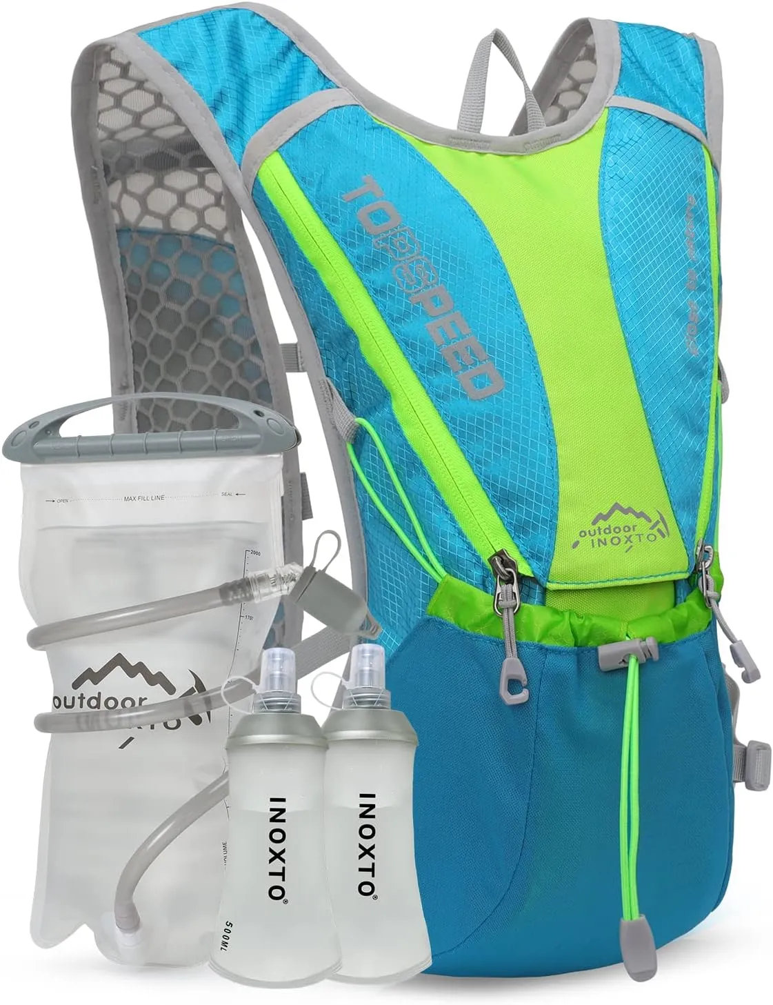 Hydration Pack Backpack，IX INOXTO Running Hydration Vest with 1.5L ( 50 oz) Water Bladder for Men Women，Lightweight Water Backpack for Hiking Cycling Climbing Camping
