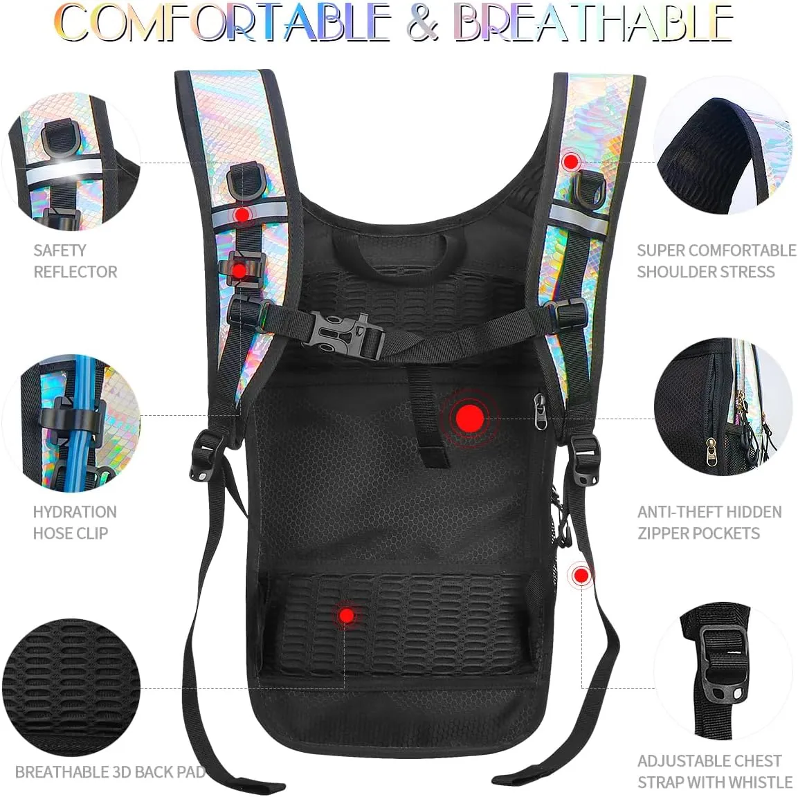 Hydration Pack, Water Backpack with 3L Hydration Bladder Lightweight Insulation, Festival Essential, Rave Hydration Backpack, Hydropack Backpack for Rave, Hiking, Biking, Running, Festival Gear