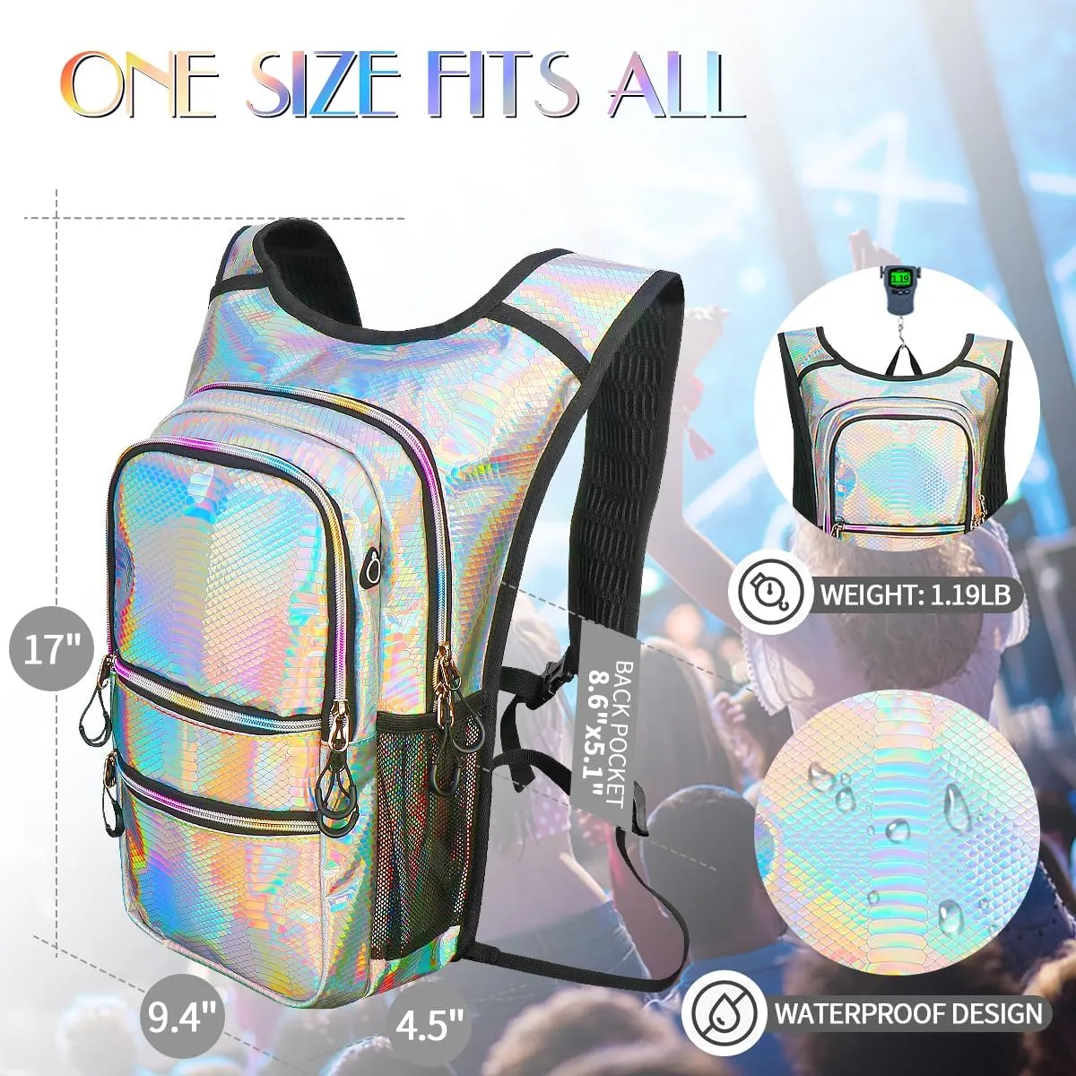 Hydration Pack, Water Backpack with 3L Hydration Bladder Lightweight Insulation, Festival Essential, Rave Hydration Backpack, Hydropack Backpack for Rave, Hiking, Biking, Running, Festival Gear