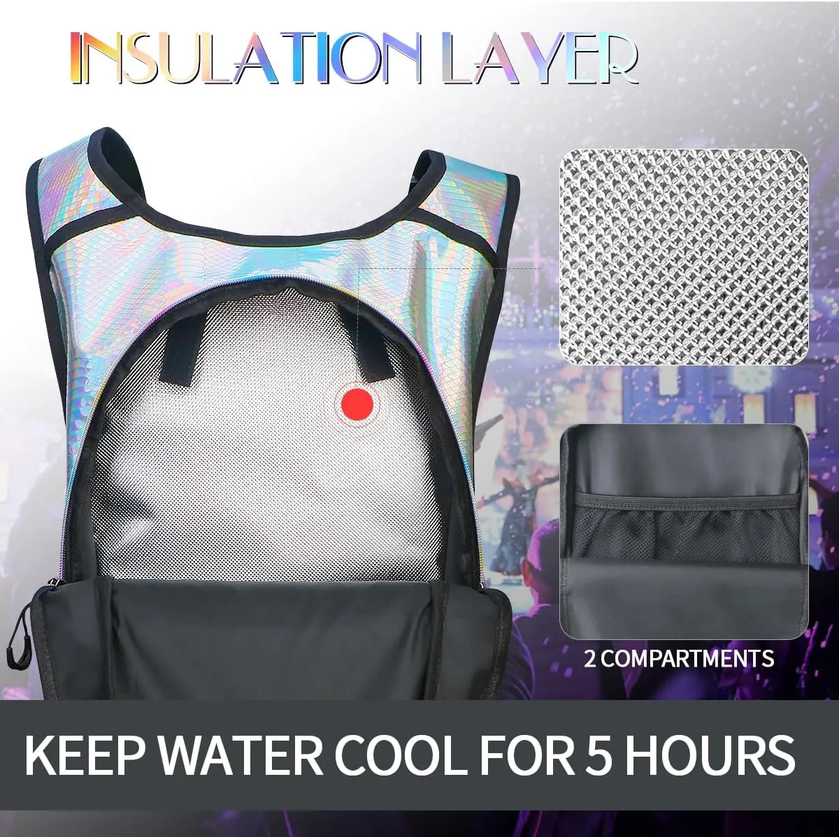 Hydration Pack, Water Backpack with 3L Hydration Bladder Lightweight Insulation, Festival Essential, Rave Hydration Backpack, Hydropack Backpack for Rave, Hiking, Biking, Running, Festival Gear