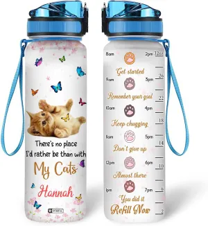 Hyturtle Personalized Cat Water Bottle - 32oz Motivational Water Bottle with Leak-Proof Lid & Time Marker, BPA-Free - Custom Name Gift for Cat Lovers, Women, Girls - Birthday & Christmas Gift