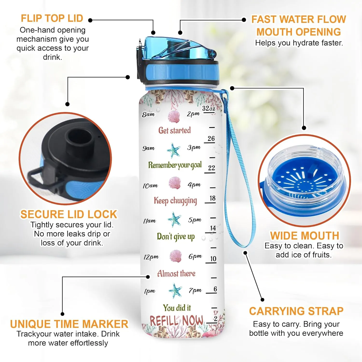 Hyturtle Personalized Dolphin Lovers 32 Oz 1Liter Motivational Water Bottle With Time Marker, Just A Girl Who Loves Dolphines, Sea Animal Lovers Gifts For Women, Girl On Birthday, Christmas