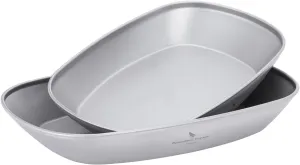 iBasingo 9.84/9.13 in Titanium Dinner Plates Set Lightweight Portable Camping Metal Service Dishes Outdoor indoor Single-layer Durable Bread Dessert Vegetables Fruit Chips Kitchen Tableware Ti1143T