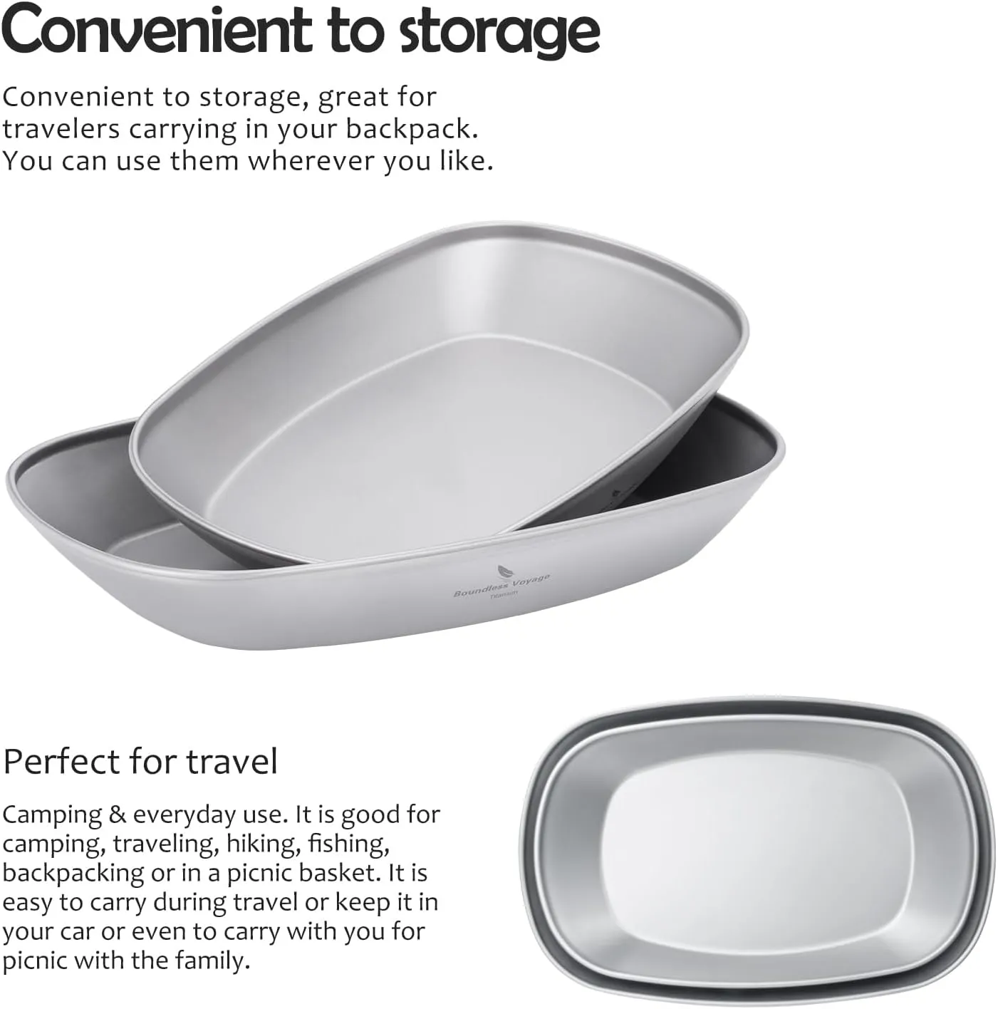 iBasingo 9.84/9.13 in Titanium Dinner Plates Set Lightweight Portable Camping Metal Service Dishes Outdoor indoor Single-layer Durable Bread Dessert Vegetables Fruit Chips Kitchen Tableware Ti1143T