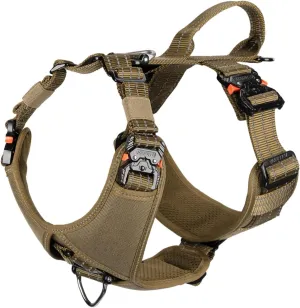 ICEFANG Dog Strap Harness with 4 x Metal Buckles,for Large Sized Dog,K9 Vest,Y-Shape Chest,Adjustable Pet Harness,No-Pull Front Leash Clip (Large (Pack of 1), Brown)