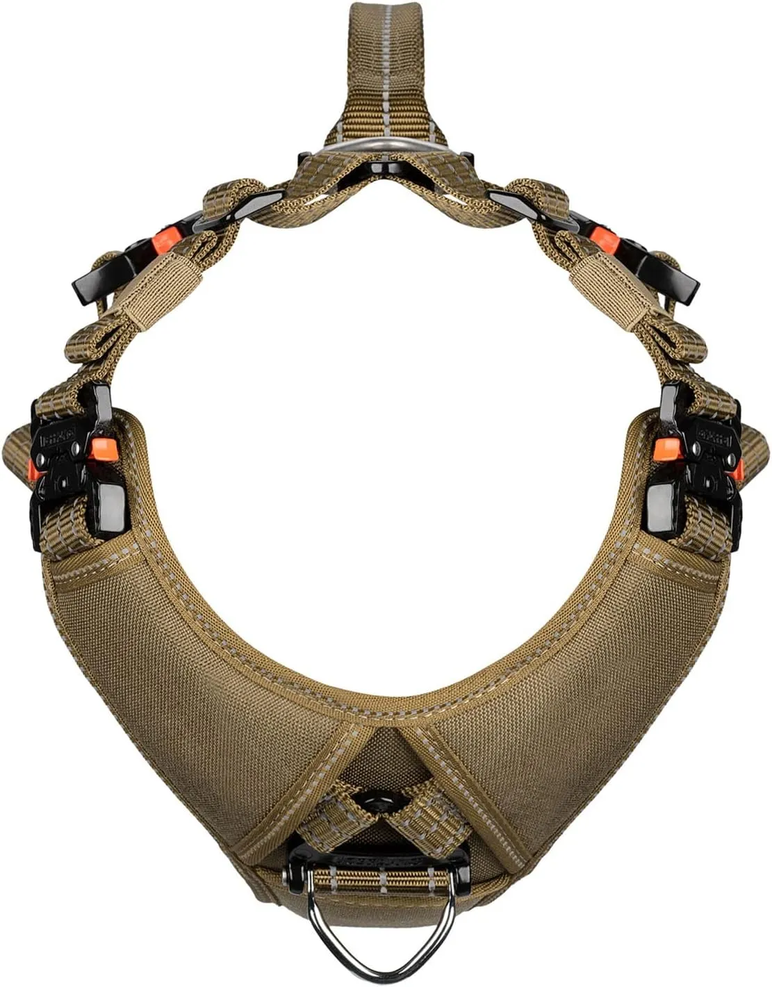 ICEFANG Dog Strap Harness with 4 x Metal Buckles,for Large Sized Dog,K9 Vest,Y-Shape Chest,Adjustable Pet Harness,No-Pull Front Leash Clip (Large (Pack of 1), Brown)