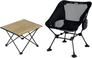iClimb 1 Folding Table and 1 Anti-Sinking Large Feet Chair Bundle, Ultralight Compact for Adult Outdoor Backpacking Hiking Camping Beach Concert