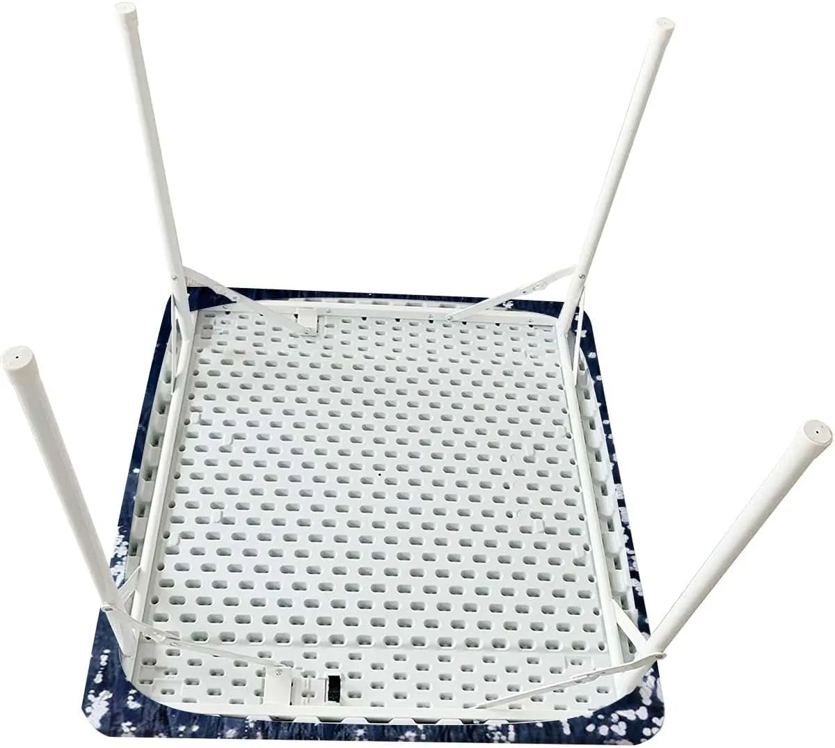 Indigo White Folding Table Cover Romantic Floral Background Folding Table Cover Rectangle Polyester ?Tablecloth for Picnic Party Abstract Fits up 4 Foot Tables