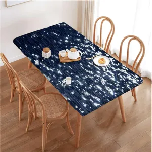 Indigo White Folding Table Cover Romantic Floral Background Folding Table Cover Rectangle Polyester ?Tablecloth for Picnic Party Abstract Fits up 4 Foot Tables