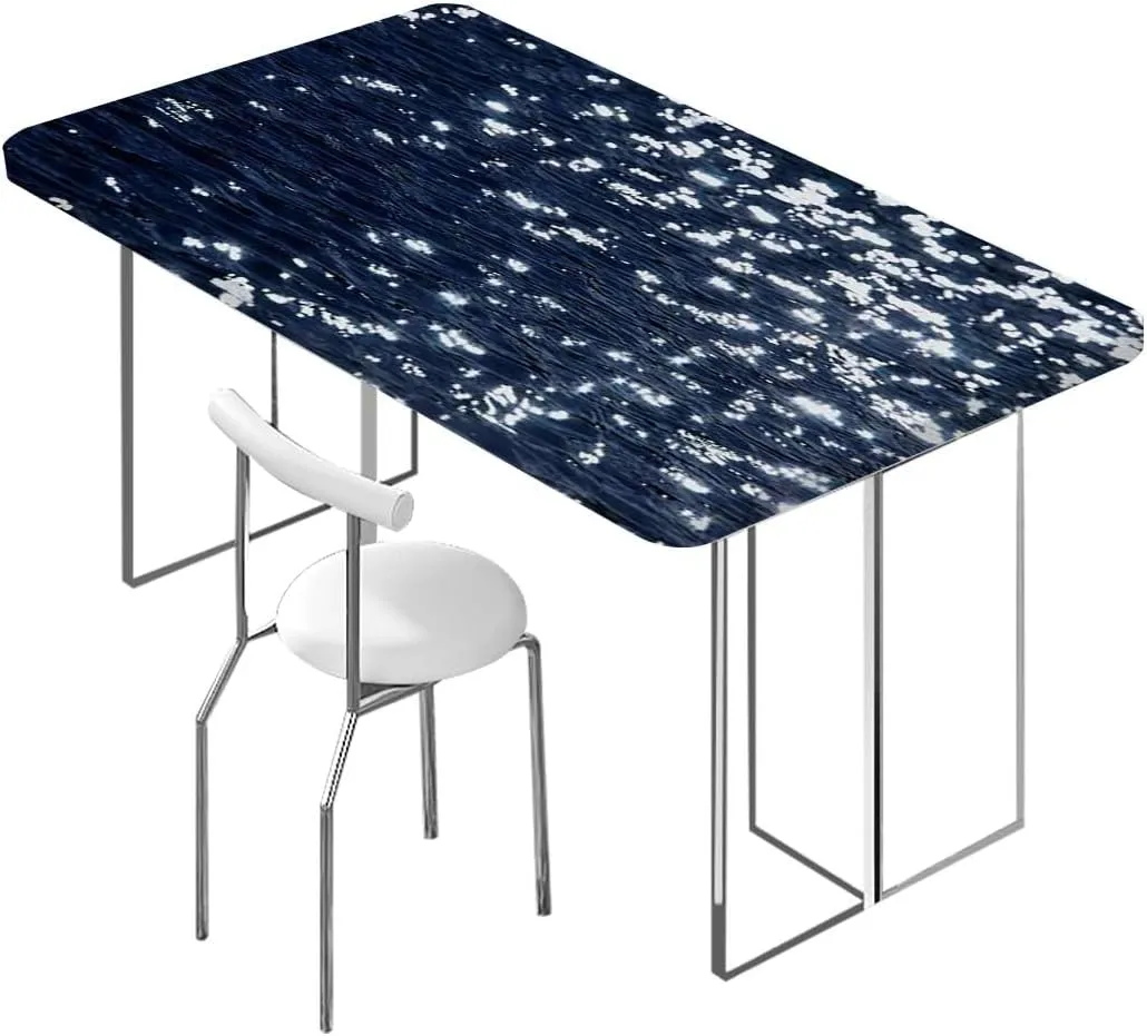 Indigo White Folding Table Cover Romantic Floral Background Folding Table Cover Rectangle Polyester ?Tablecloth for Picnic Party Abstract Fits up 4 Foot Tables