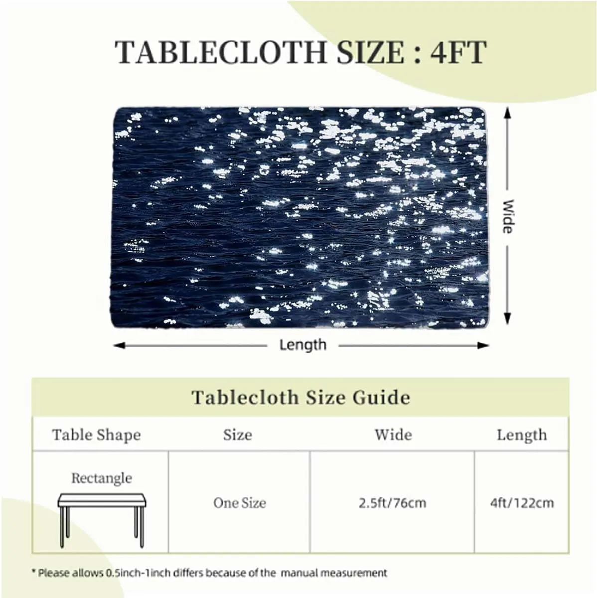 Indigo White Folding Table Cover Romantic Floral Background Folding Table Cover Rectangle Polyester ?Tablecloth for Picnic Party Abstract Fits up 4 Foot Tables