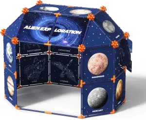 Indoor Kids' Astronaut Spaceship Play Tent – Explore Planets & Constellations with Included Flashlight Projector, 6 Fun Projection Modes (Ages 3 )