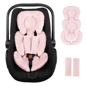 Infant Car Seat Insert Head and Body Support, GFU Reversible Newborn Insert for Carseat with Strap Pads, Soft Stroller Cushion Pillow Insert for Boys and Girls, Fits for Stroller, Swing, Pink