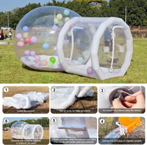 Inflatable Bubble Balloon House, Inflatable Tent Bubble House 10ft Dome 6ft Tunnel for Kids/Home/Wedding/Garden Party, Malls, Parks Event Exhibition, Clear Dome Balloon Garden Tent with Blower/Pump