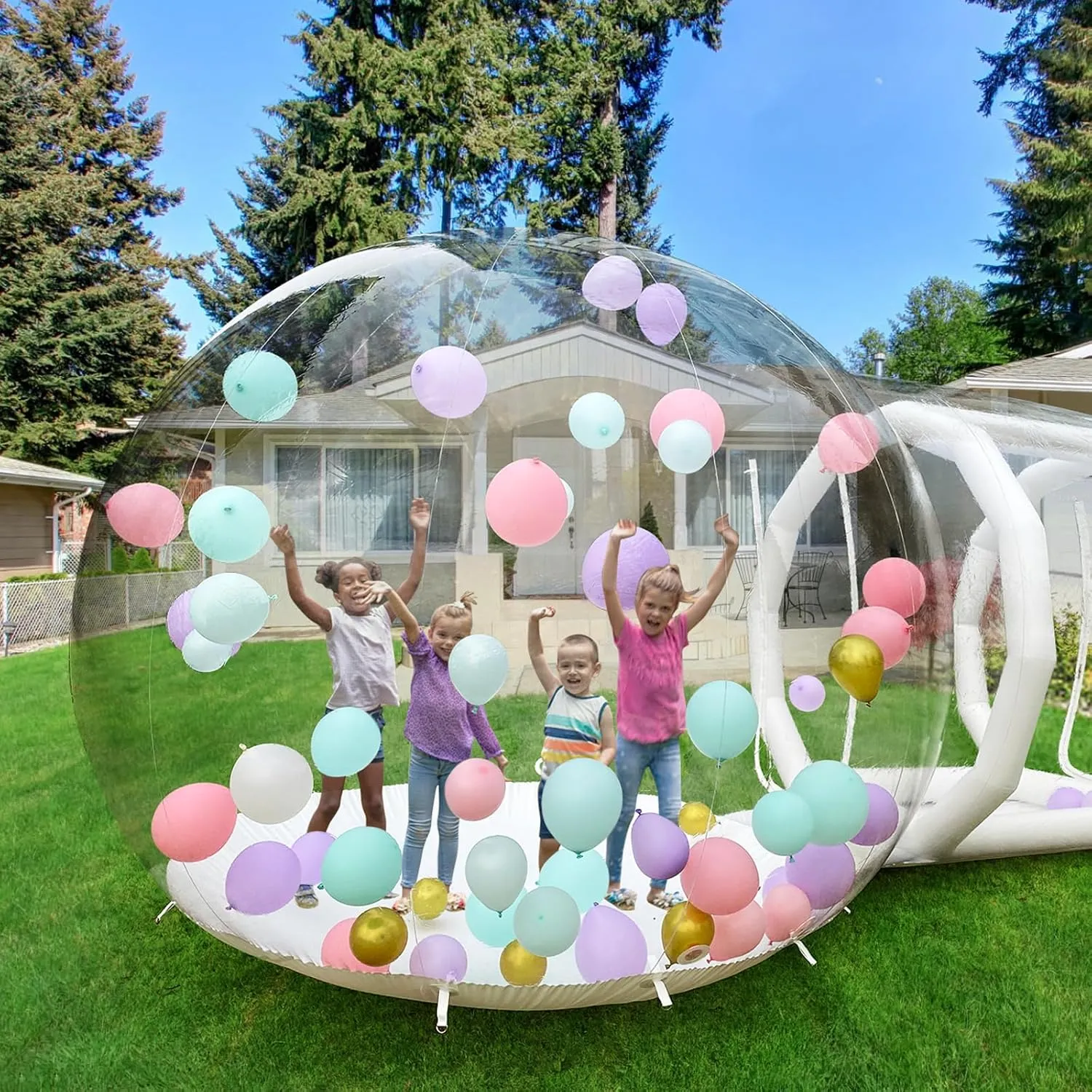 Inflatable Bubble Balloon House with Pump and UL Blower, Bubble Tent for Kids Party Balloons Clear for Home Party, Malls, Parks Event Exhibition (10ft PVC)