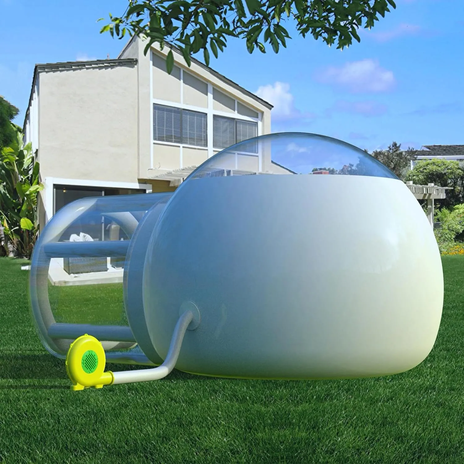 Inflatable Bubble House, 2~3 People Air Column Half-Transparent Tent for Camping, Blow up Dome Tent for Outdoor Stargazing, Music Festival, Family Day Party, Accommodate 1.8mx1.5m Bed