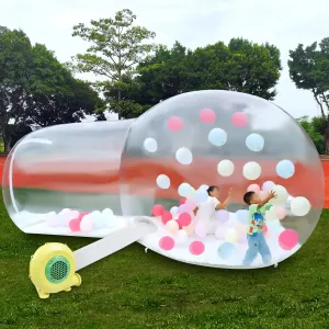 Inflatable Bubble Tent, Large Oversize 10ft x 7.5ft Camping Tent, Screen House for Patios, Outdoor Dome Camping Cabin Clear Bubble Tent with Air Blower for Family Backyard Camping Stargazing