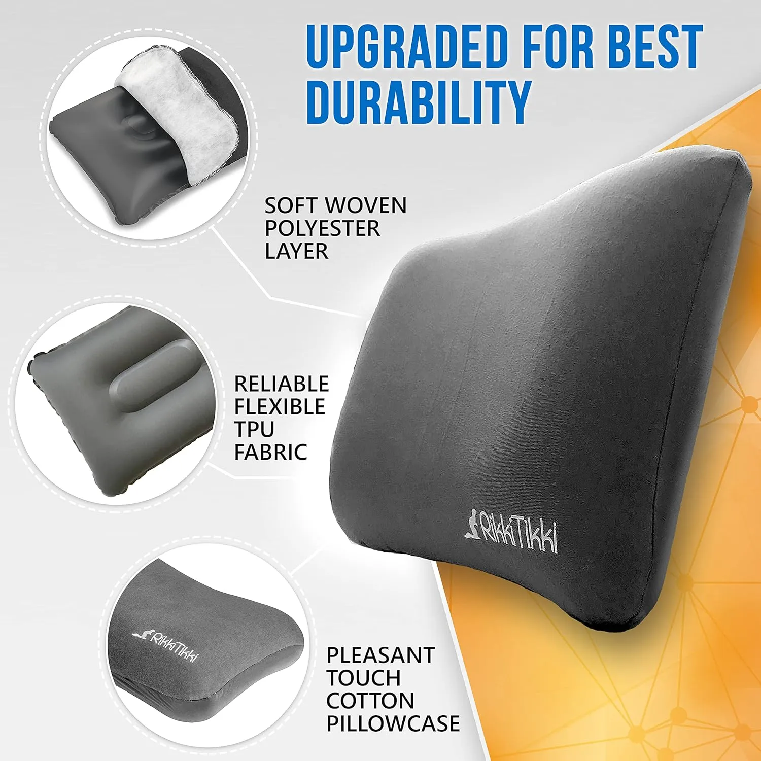 Inflatable Camping Pillow - Hiking Pillow Ultralight - Backpacking Pillow Lightweight - Camp Pillow Compressible - Blow Up Camping Pillow