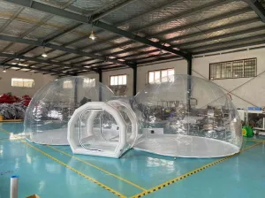 Inflatable Commercial Grade Two Room PVC Clear Eco Dome Camping Bubble Tent New (Size: 23ft.(L) x 10ft.(H))
