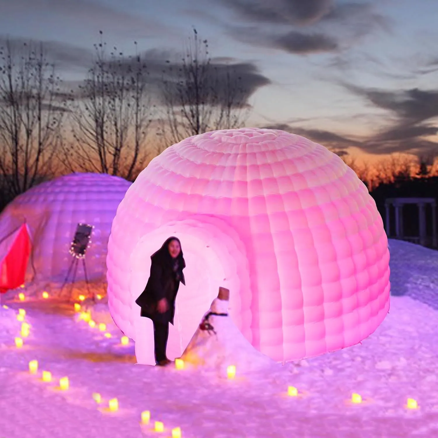 Inflatable Igloo Dome Event Tent (14x14x9FT) Dome with Air Blower and Light,Inflatable Party Tent for Wedding Party Exhibition Event Prom Birthday Advertising Bars