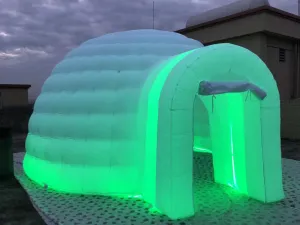 Inflatable Igloo Dome Tent with Led Light & Air Blower 16.5x18x10ft Outdoor Portable Igloo Marquee for Party Wedding Camping Commercial Use
