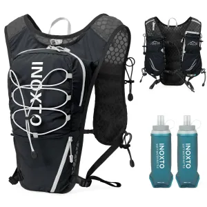 IX INOXTO Running Vest for Women and Men – Adjustable Chest Straps, Lightweight Hydration Vest Backpack with 500ml Soft Flask, Breathable and Reflective for Trail Running and Hiking (Black)
