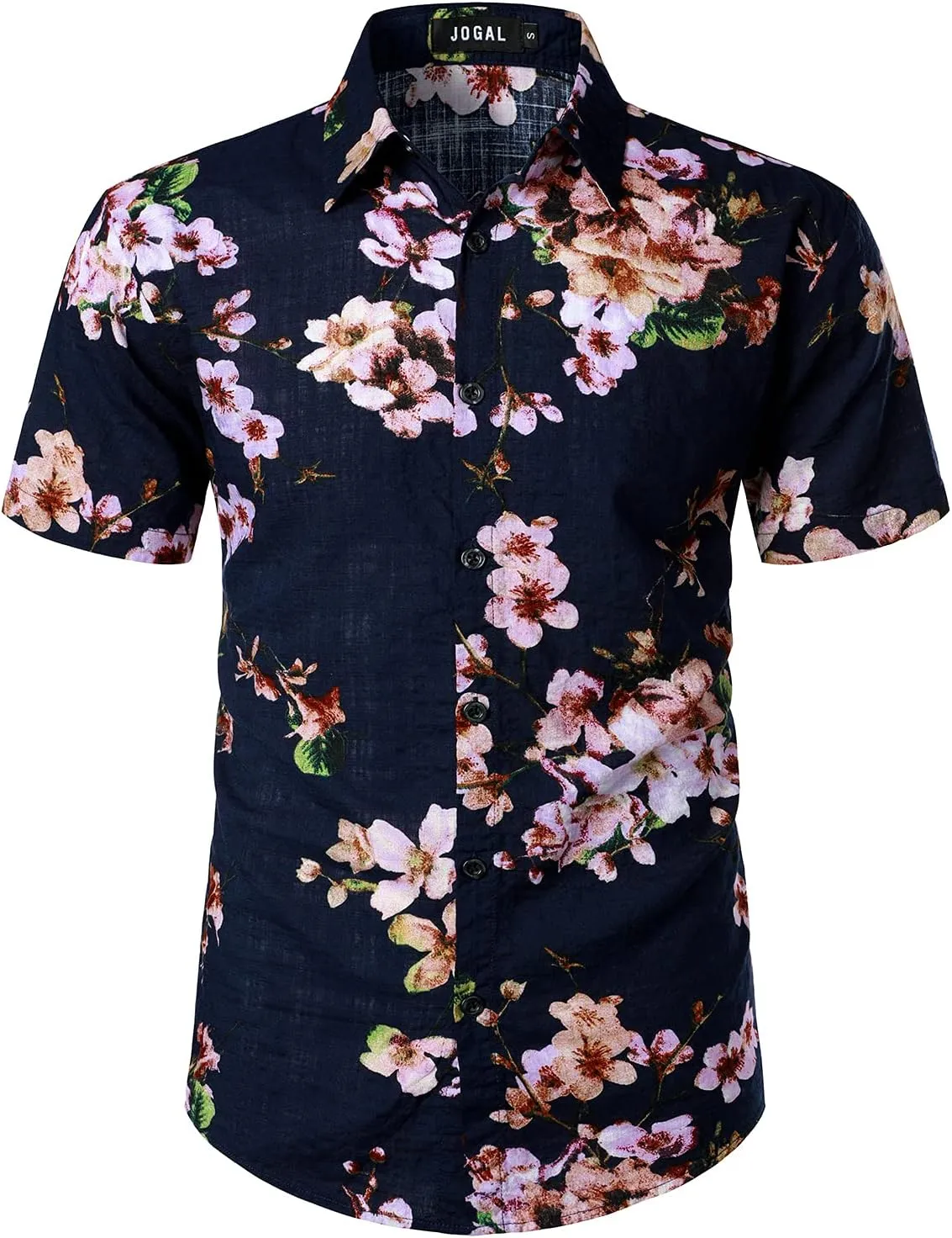 JOGAL Men's Flower Casual Button Down Short Sleeve Hawaiian Shirt Suits
