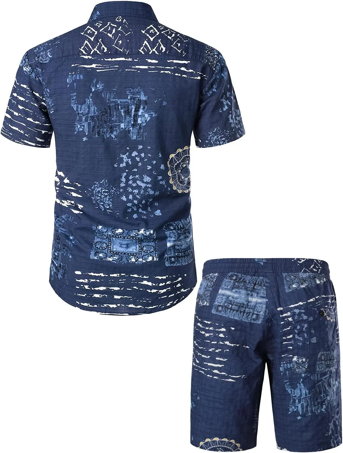 JOGAL Men's Flower Casual Button Down Short Sleeve Hawaiian Shirt Suits
