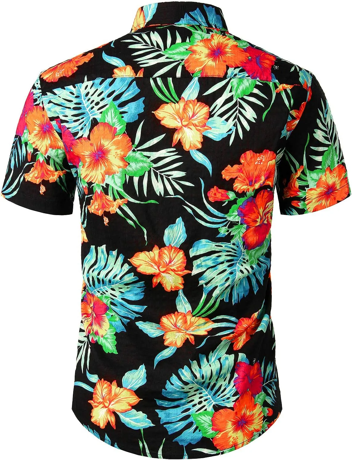JOGAL Men's Flower Casual Button Down Short Sleeve Hawaiian Shirt Suits