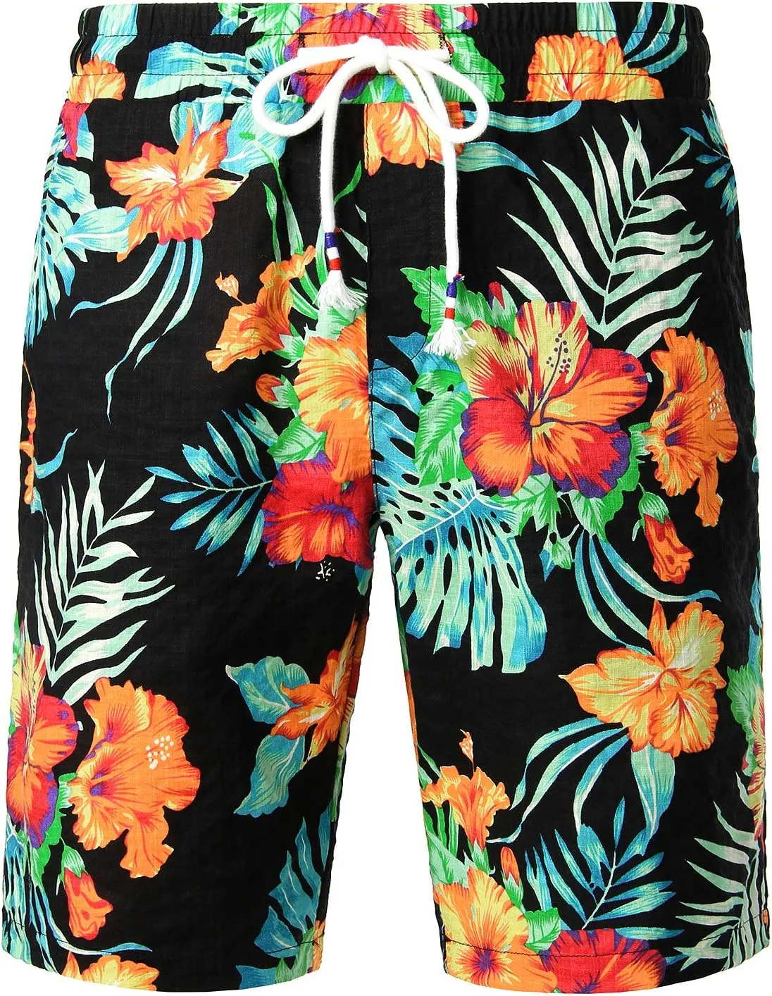 JOGAL Men's Flower Casual Button Down Short Sleeve Hawaiian Shirt Suits