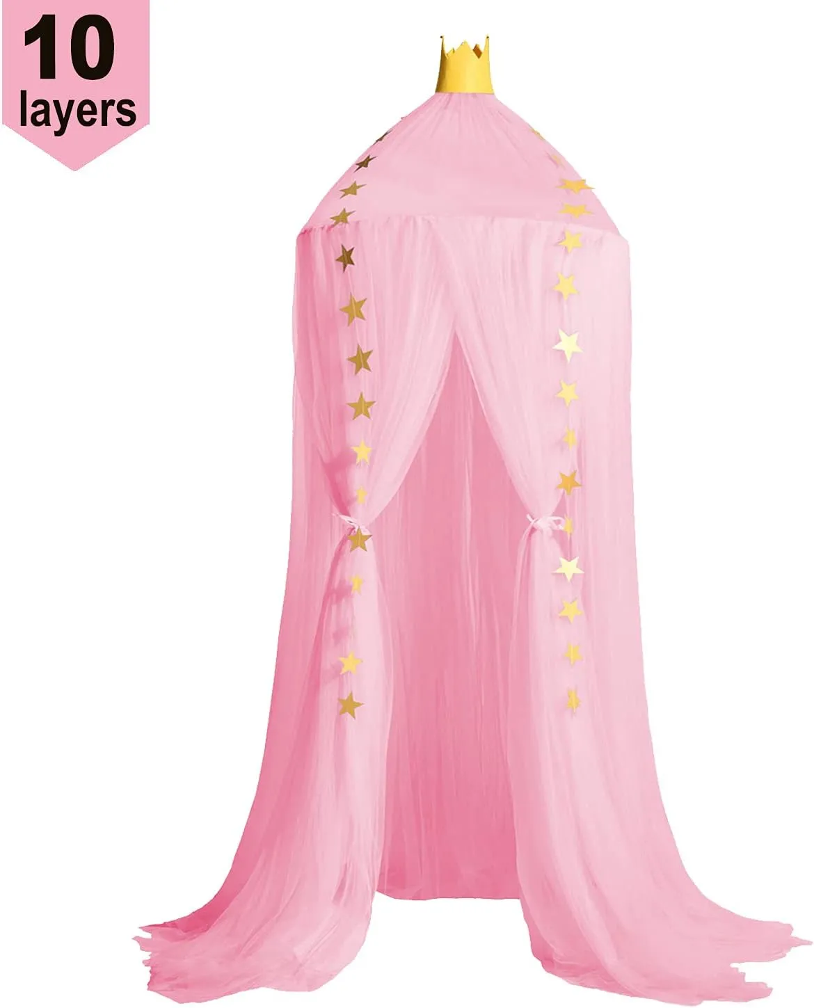 Jolitac Princess Bed Canopy for Girls Room Decor Round Lace Mosquito Net Play Tent Reading Nook Canopies Yarn Girl Dome Netting Castle (Rose)