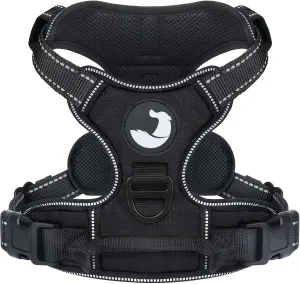 Joytale No Pull Dog Harness Medium Sized Dog, Reflective Pet Vest with Front Clip, Adjustable Soft Padded Harnesses with Easy Control Handle for Training and Walking, Black, M