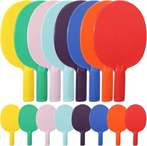 Junkin 16 Pcs Bulk Plastic Table Tennis Paddle Set Multi Color Sports Table Tennis Paddle Racket Table Tennis Equipment for Indoor Outdoor Camp, Vacation, Easy Grip and Light Spin(16 Pcs)