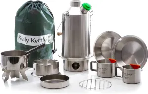 Kelly Kettle Ultimate Base Camp Kit – 54 oz Large Stainless Steel Camp Kettle, Lightweight Camping Kettle with Whistle, Kelly Kettle Stove for Fishing, Hunting, Hiking