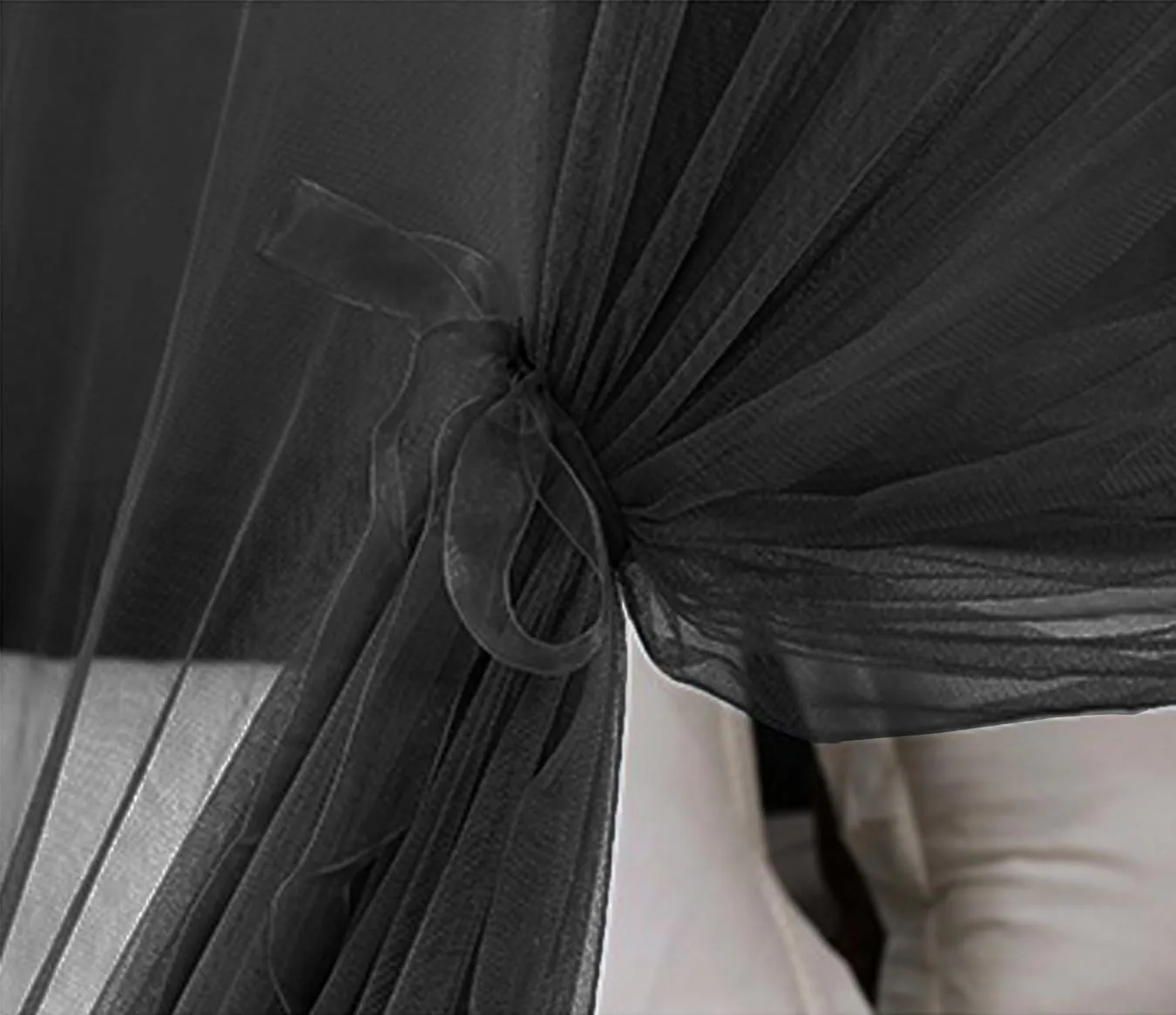 Kertnic Mosquito Net Bed Canopy for Girls, Princess Canopy Bed Curtain Fine Sheer Mesh Dome Bed Canopies, Kids & Adults Lace Tent for Twin Full Queen King Bed (Black)