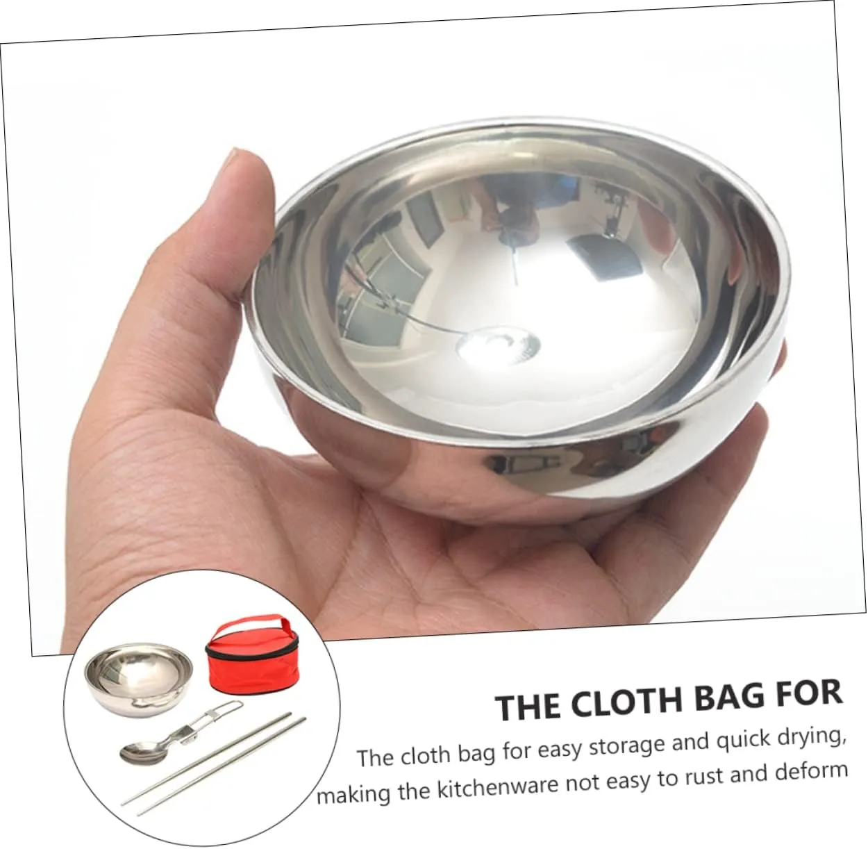 KESYOO Picnic Kitchenware Spoon Camp Folding Bowl Foldable Chopstick Reusable Utensil Stainless Outdoor