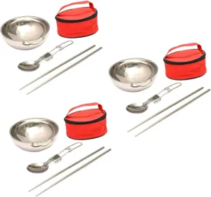 KESYOO Picnic Kitchenware Spoon Camp Folding Bowl Foldable Chopstick Reusable Utensil Stainless Outdoor