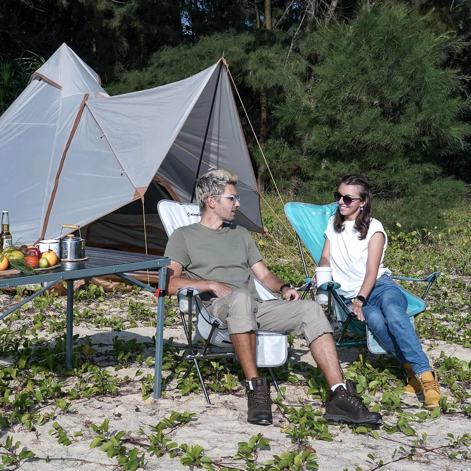 KingCamp Lightweight Compact Camping Folding Chair, Adjustable Height Ultraight Backpacking Chair for Outdoor Hiking, Picnic, Beach, Travel Chairs with Carry Bag