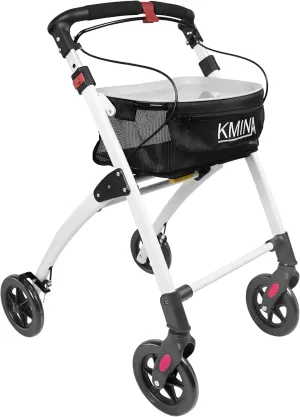 KMINA PRO - Narrow Walkers for Small Spaces, Rollator Seniors, Folding Walker with Wheels, Black