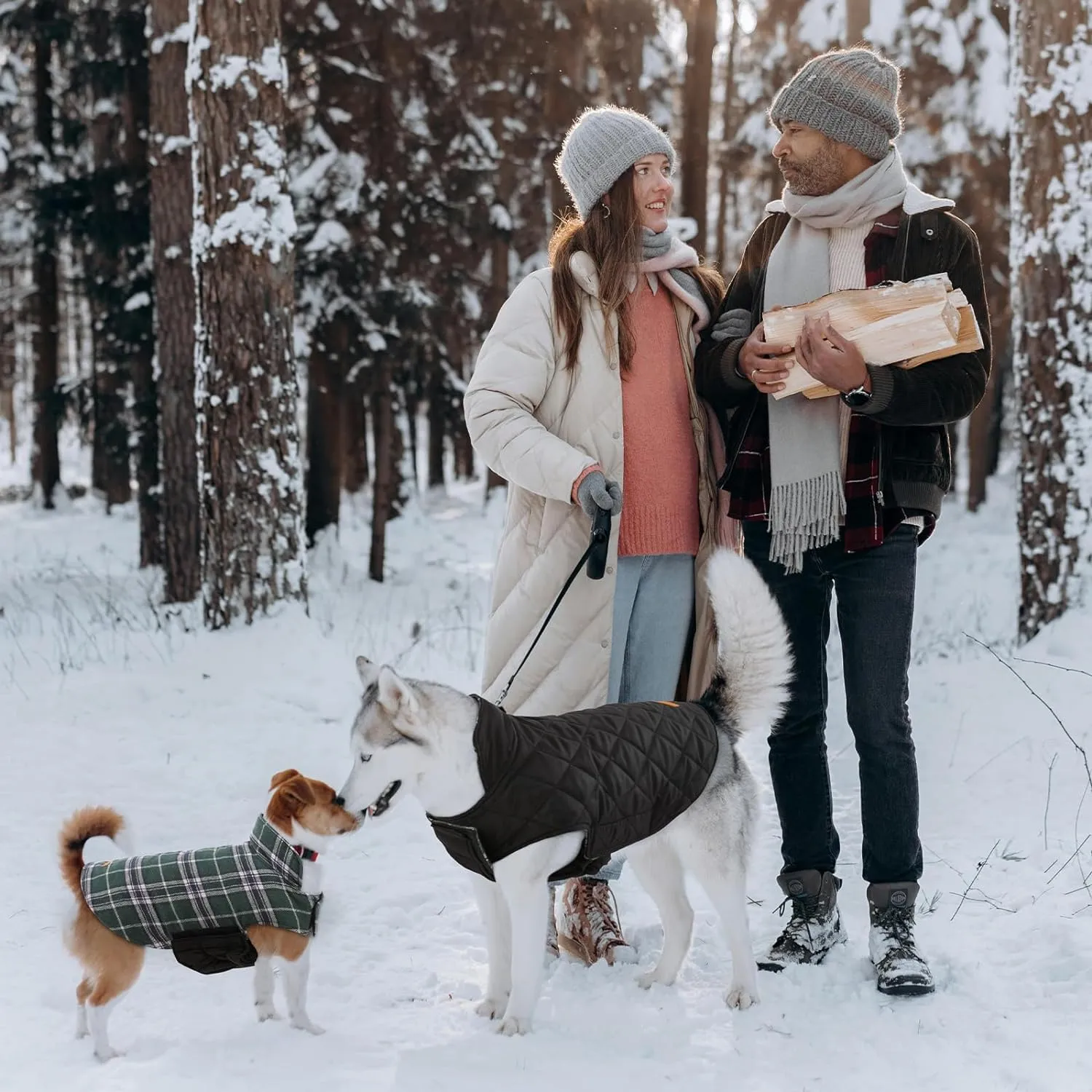 Kuoser Waterproof Dog Coat, Reversible Dog Jacket for Small Dogs, Adjustable Durable Doggie Winter Coat Warm Cozy Puppy Cold Weather Apparel from Small to Large Breed, Green S