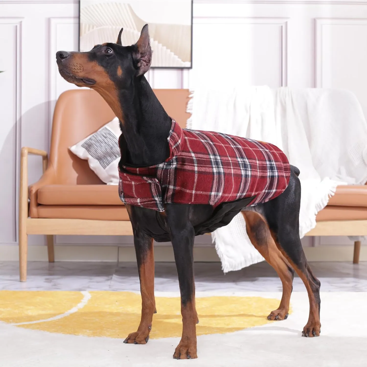 Kuoser Waterproof Dog Coat, Reversible Dog Jacket for Small Dogs, Adjustable Durable Doggie Winter Coat Warm Cozy Puppy Cold Weather Apparel from Small to Large Breed, Red S