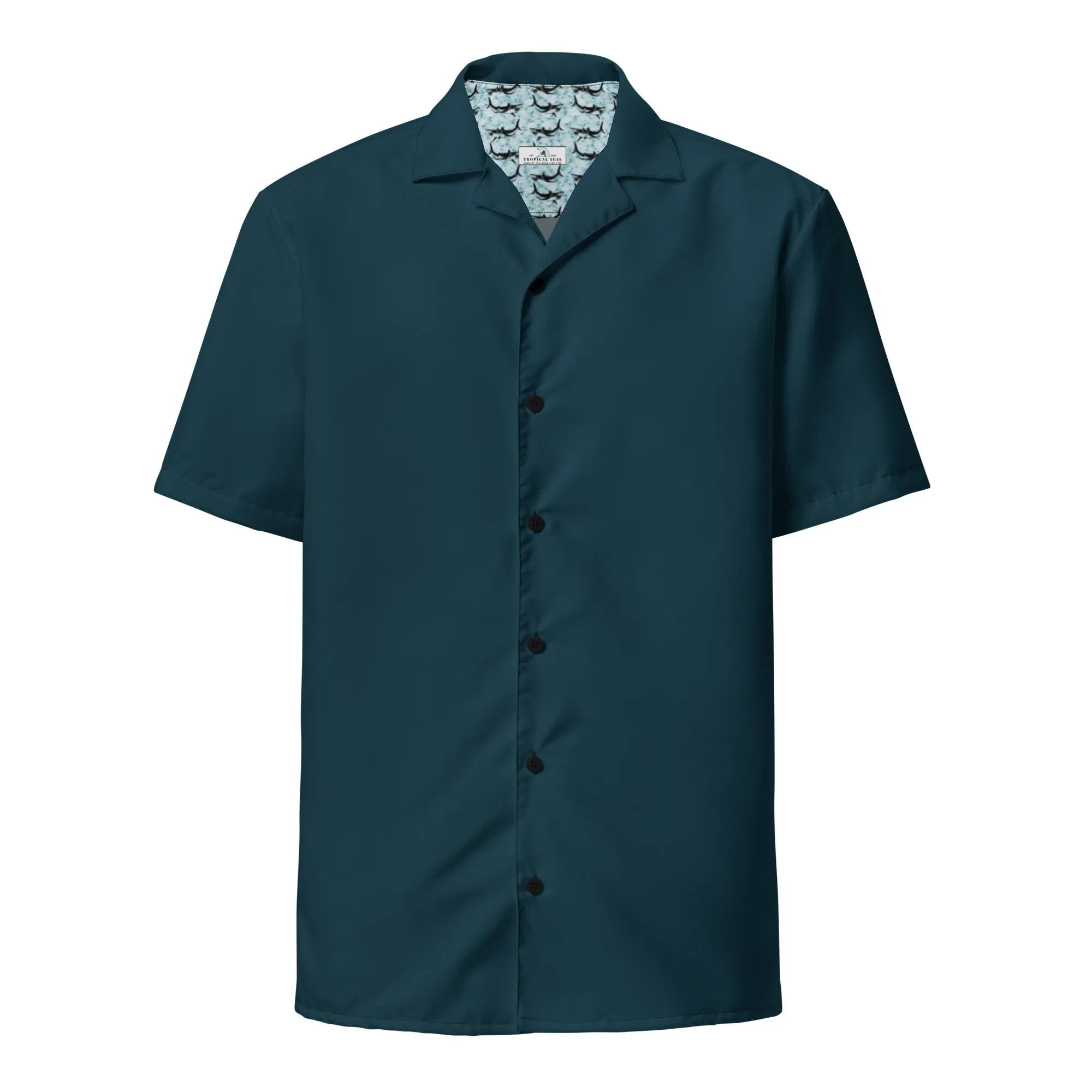 Labelless Dark Seas Blue Button Down Camp Shirt