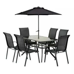 Large Steel Rectangular 8 Piece Patio set